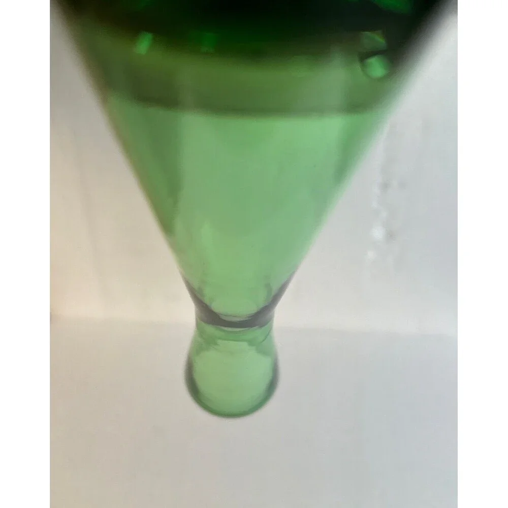 Green Glass Clear Bottom Skinny Single Stem Bud Vase
